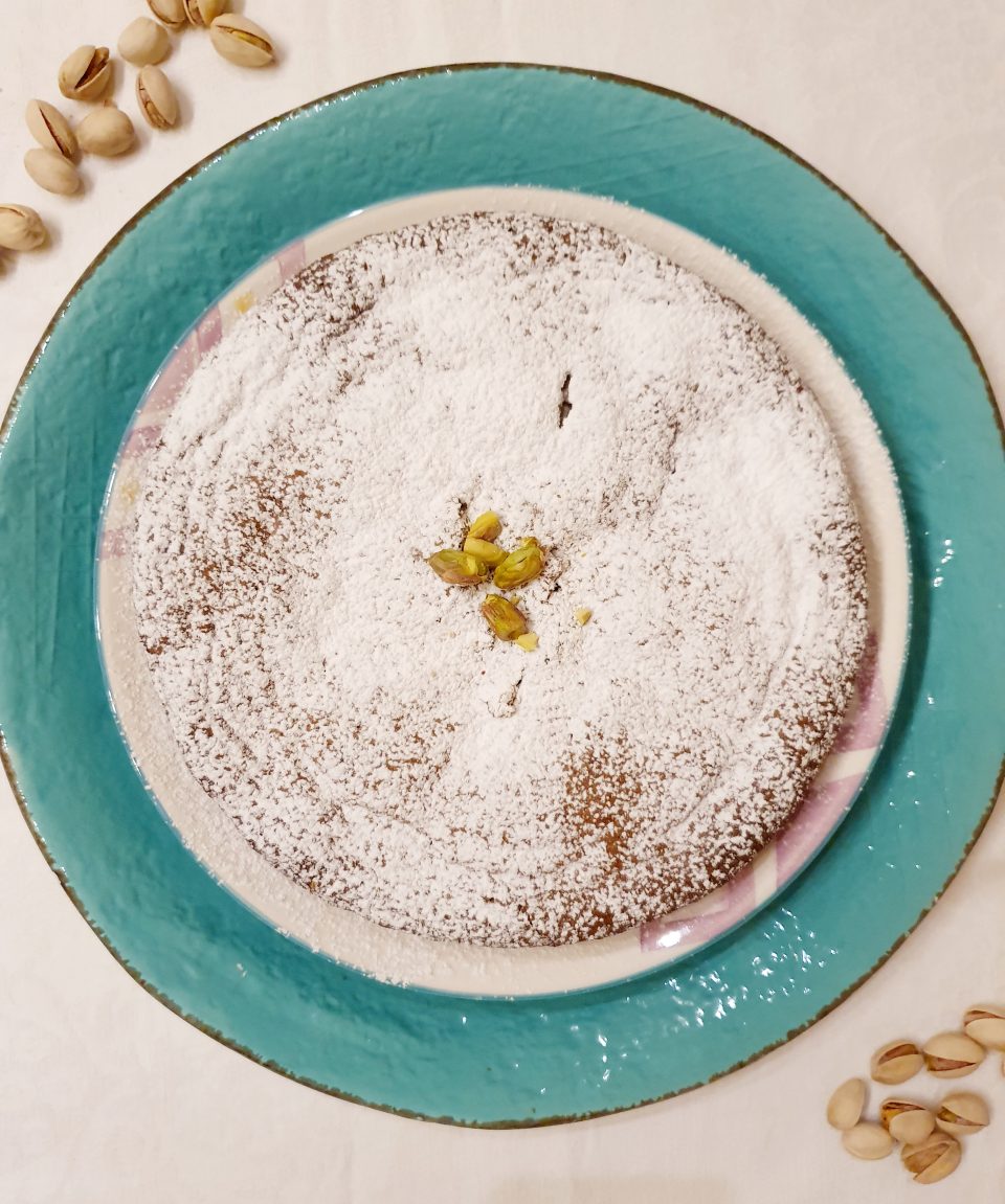 Caprese al Pistacchio & Limoncello (Pistachio & Limoncello liqueur flourless cake)