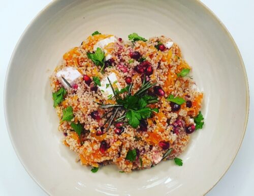 Cous Cous with Roasted Pumpkin, Feta Cheese & Pomegranate