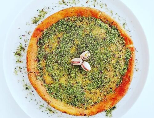 Baked Sweet Ricotta Cheese (Sicilian baked cheesecake) with Pistachio